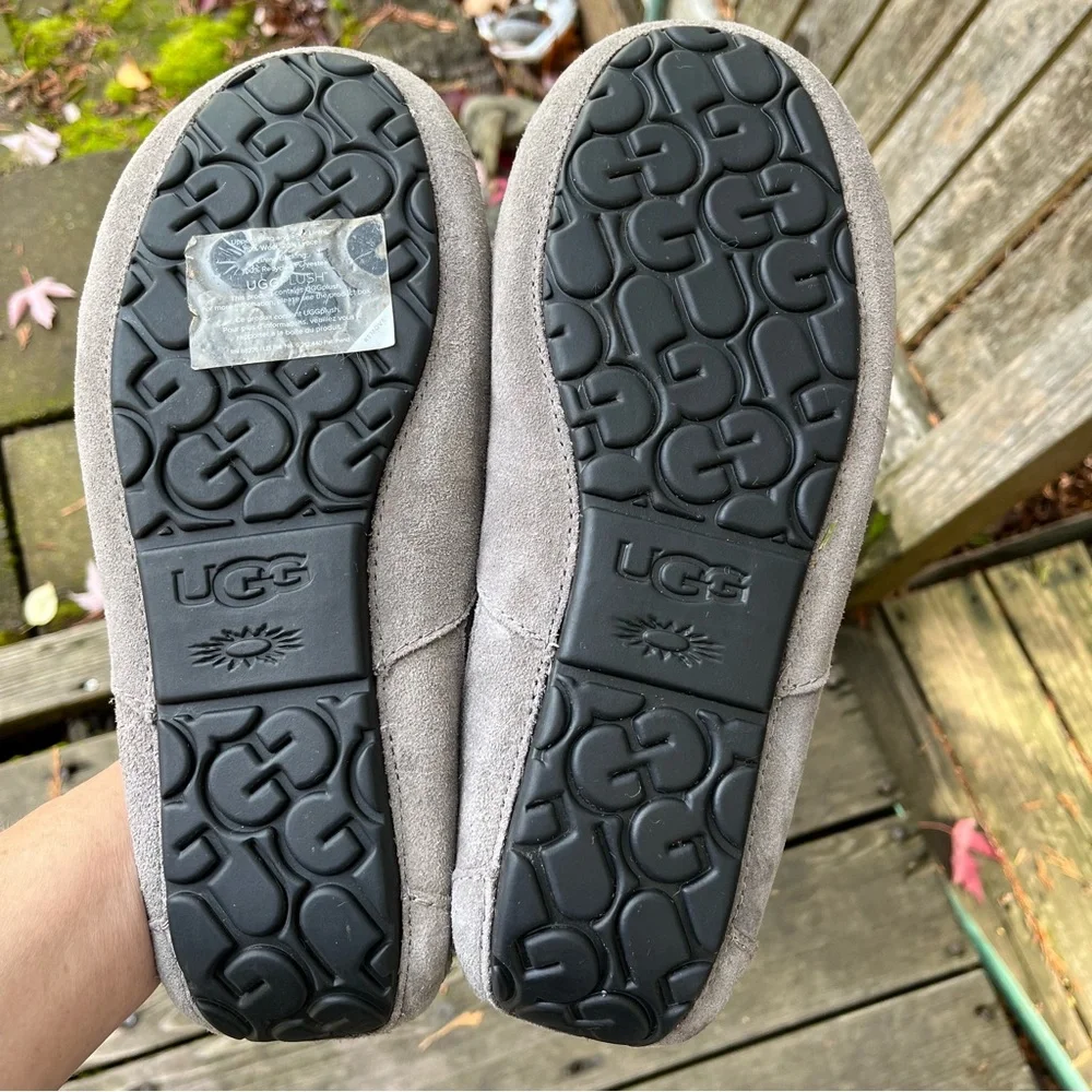 UGG Men’s Ascot Suede Sheepskin Lined Slippers In Gray Sz 10 - Picture 11 of 13